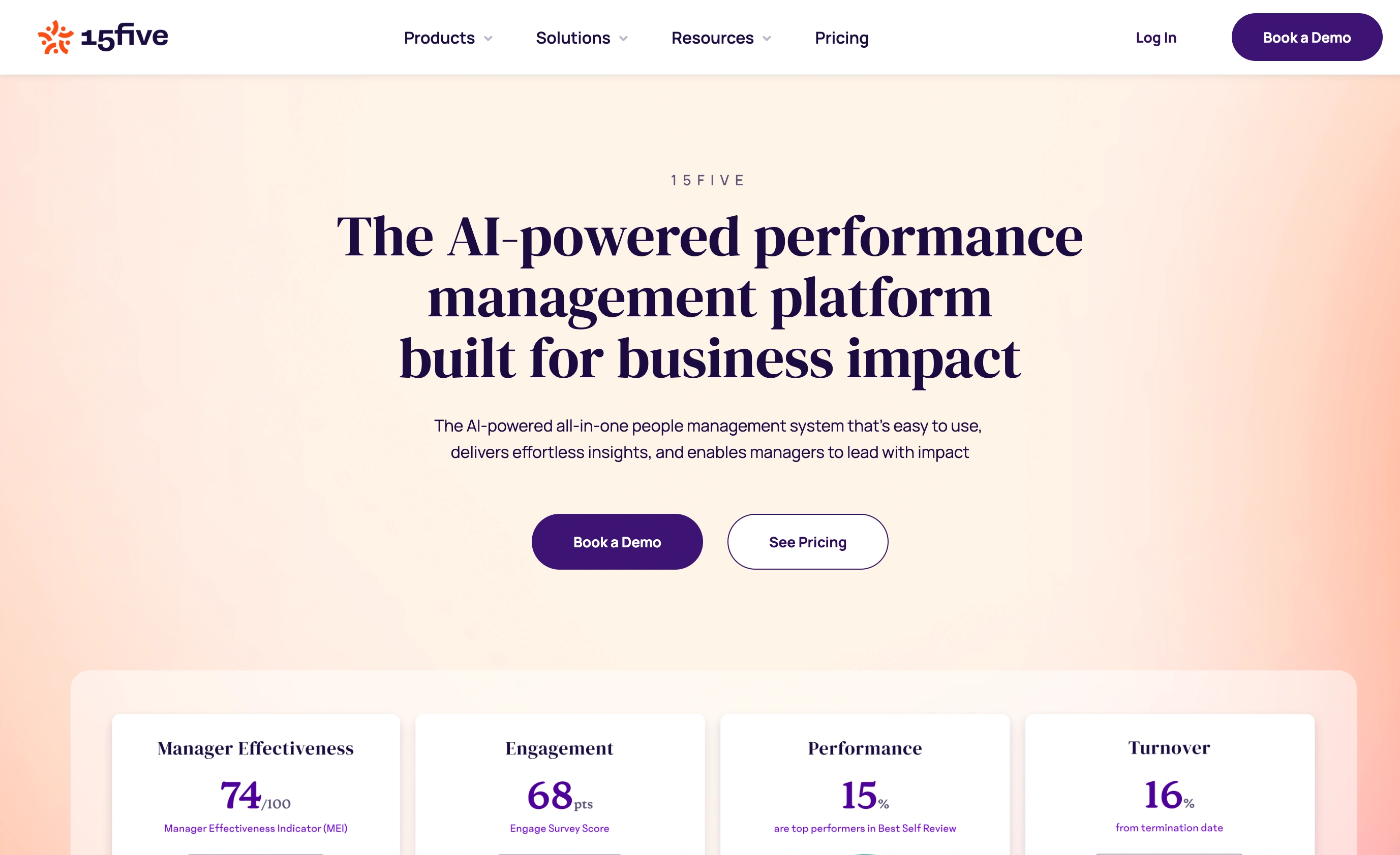 15Five landing page, captured in September 2026
