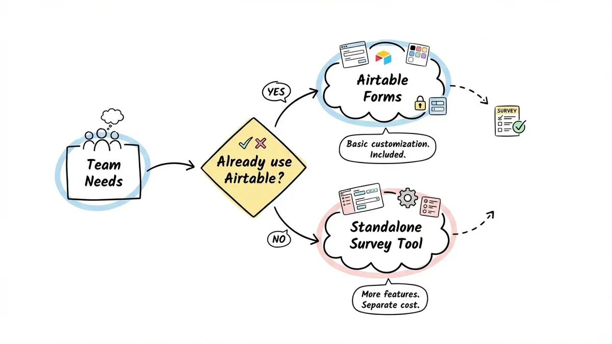 Decision flowchart for choosing the right survey tool based on team needs