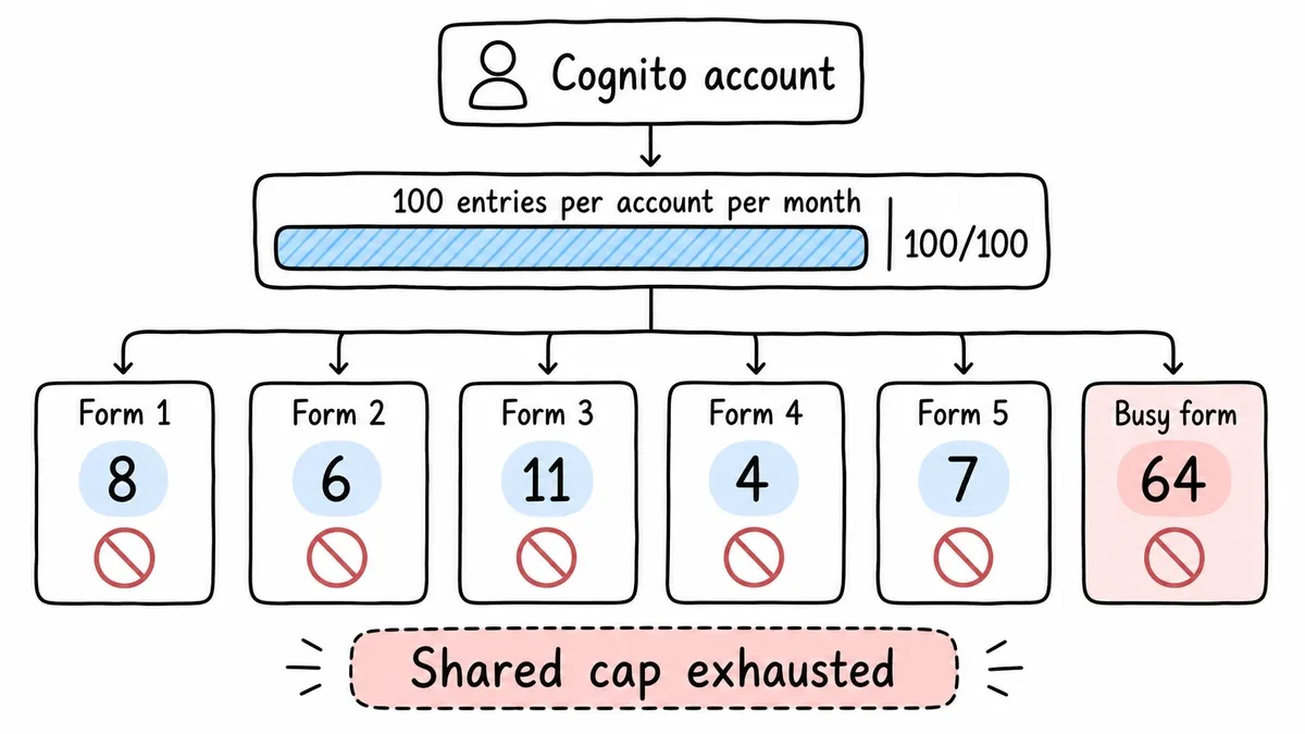 Cognito forms sharing one monthly account entry pool