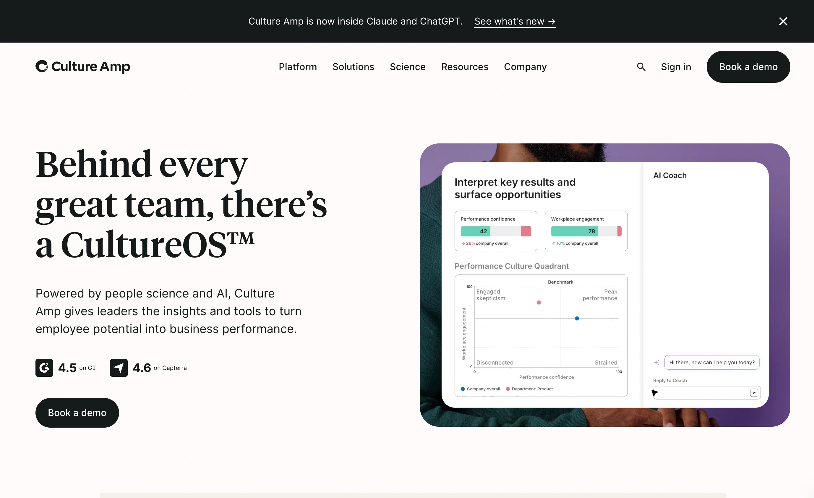 Culture Amp landing page, captured in September 2026