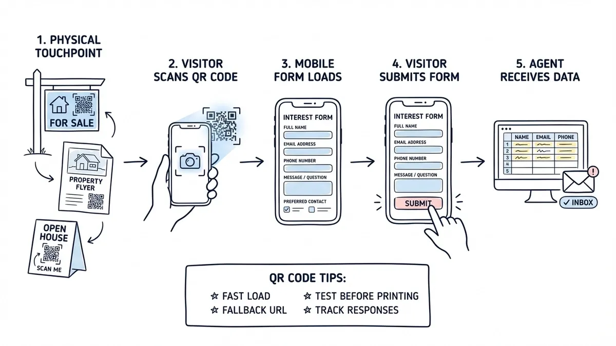 QR code workflow from printed signage to digital form submission