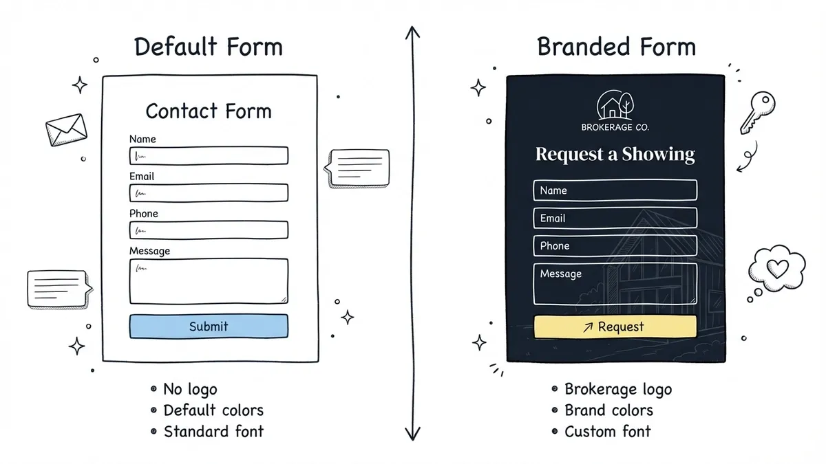 Side-by-side comparison of generic default form versus branded real estate form