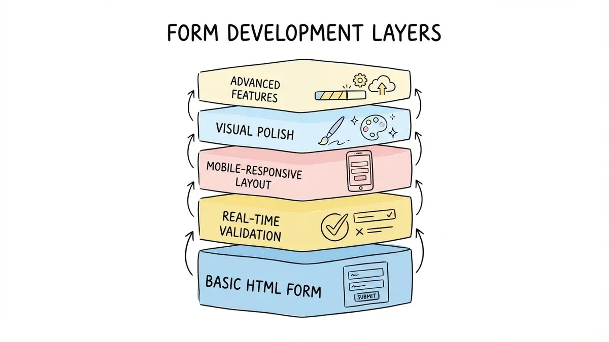 Progressive enhancement layers diagram showing form development stages