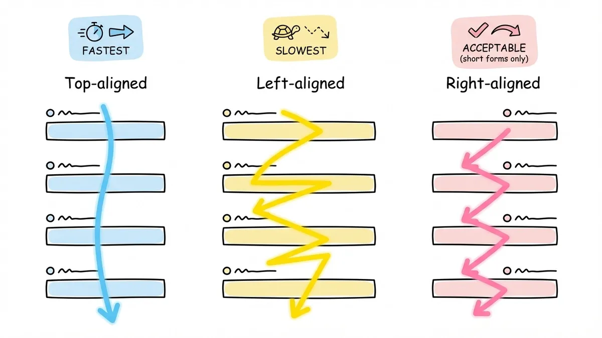 Eye-tracking scan paths comparing top-aligned, left-aligned, and right-aligned form labels