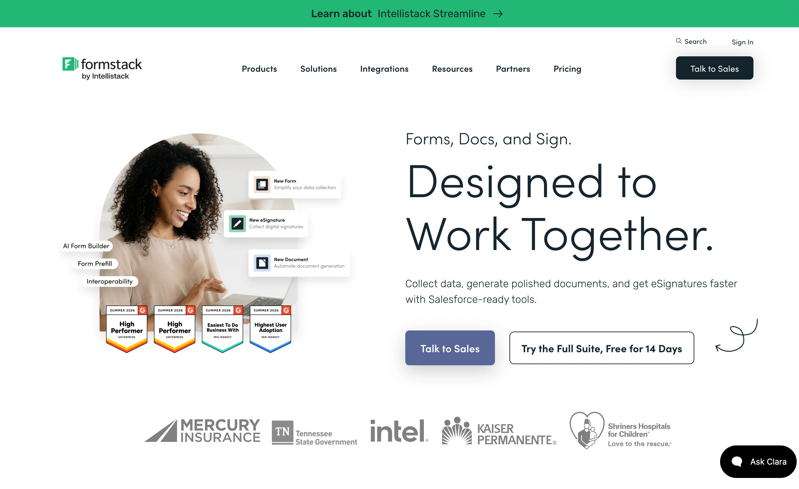 Formstack homepage, captured in September 2026