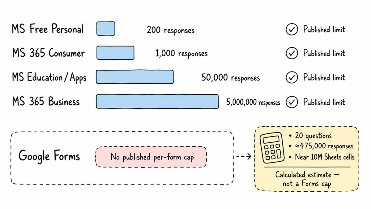 Response limits across Google and Microsoft account tiers