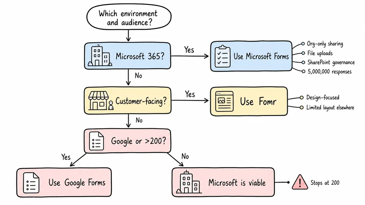 Decision tree for choosing the right form builder