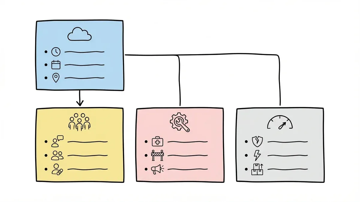 Incident report form structure showing core fields and categories