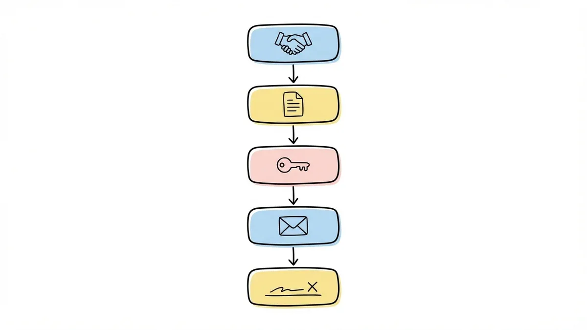 Consent form structure flowchart showing five essential sections in order