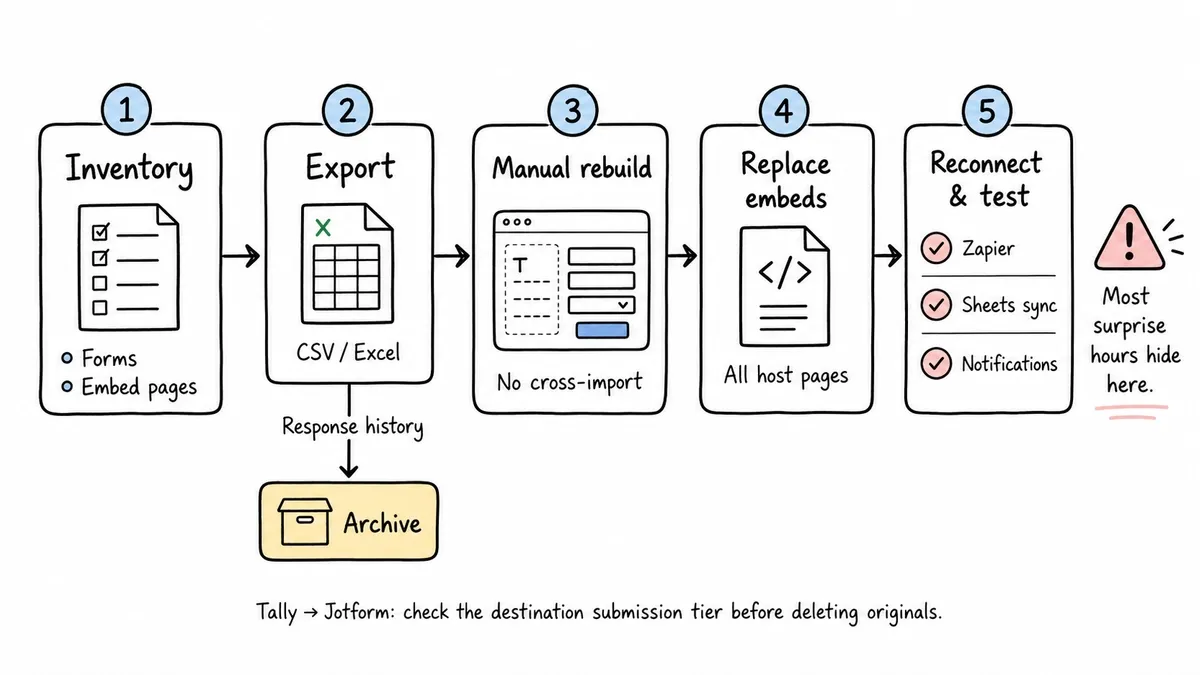 Workflow for migrating forms between Jotform and Tally