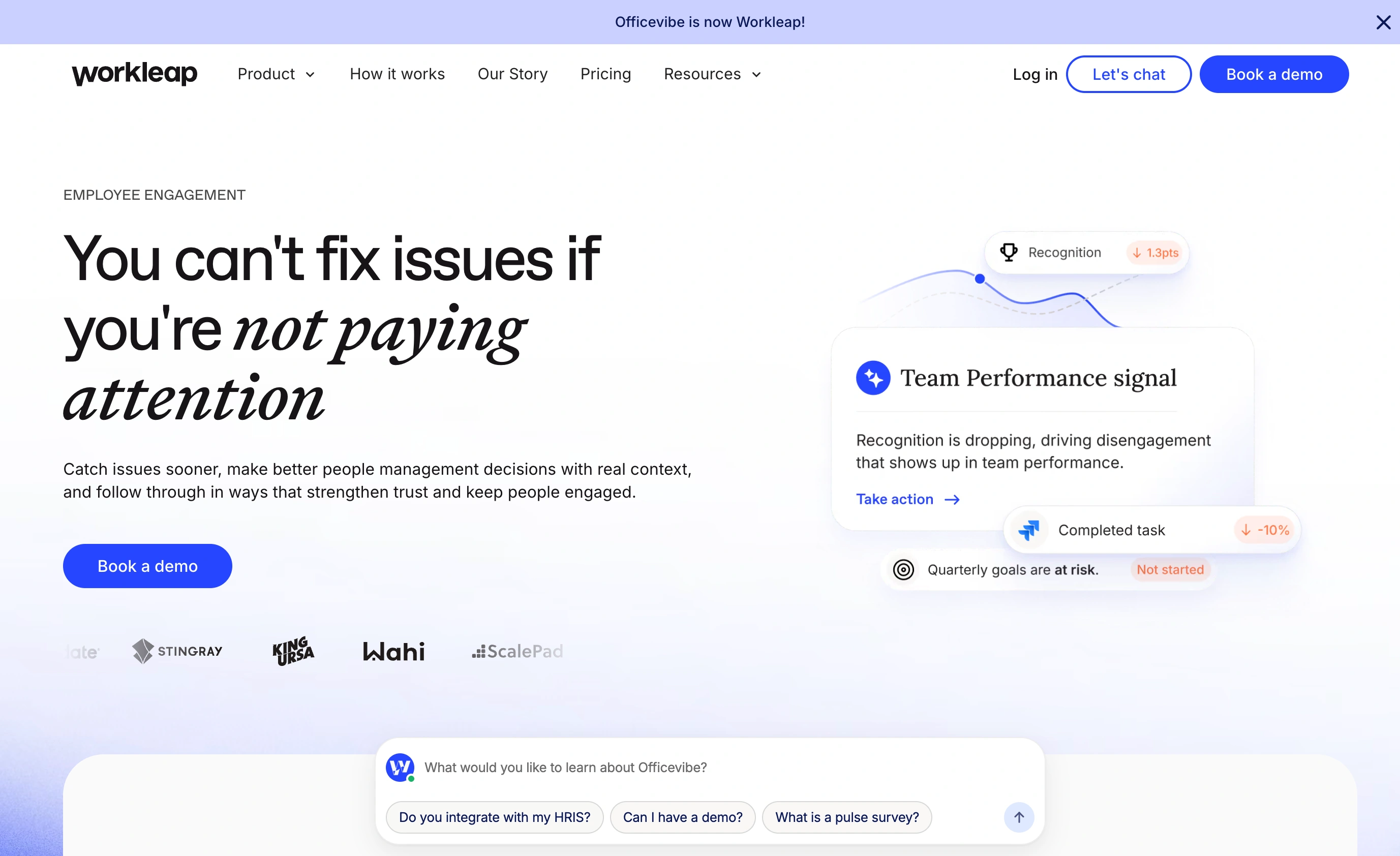 Workleap Officevibe landing page, captured in September 2026