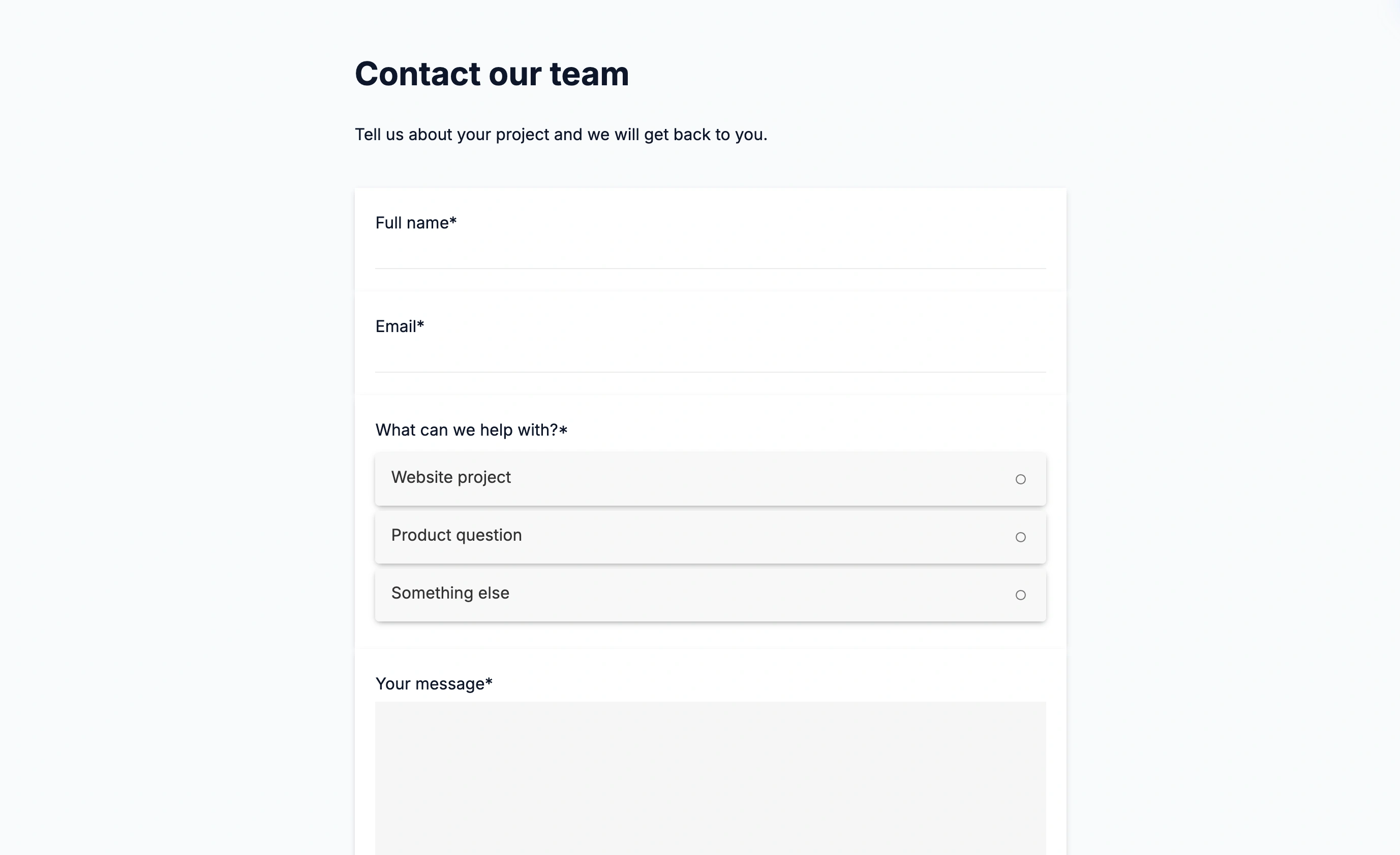 Respondent view of the sample form built with Paperform