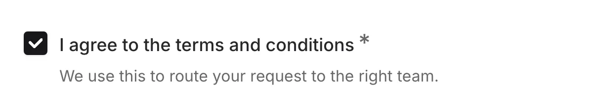 A checkbox component in a form