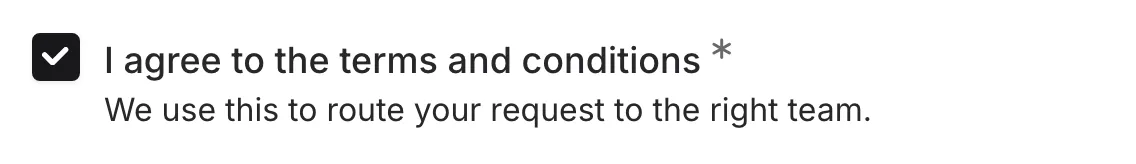 A checkbox component in a form