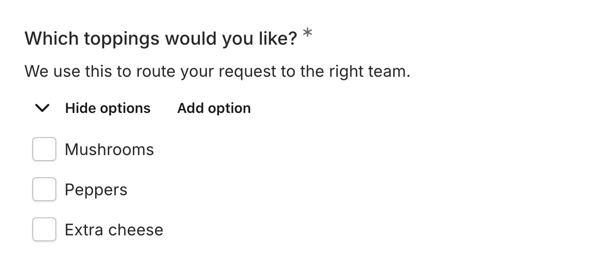 A checkboxes component with multiple options