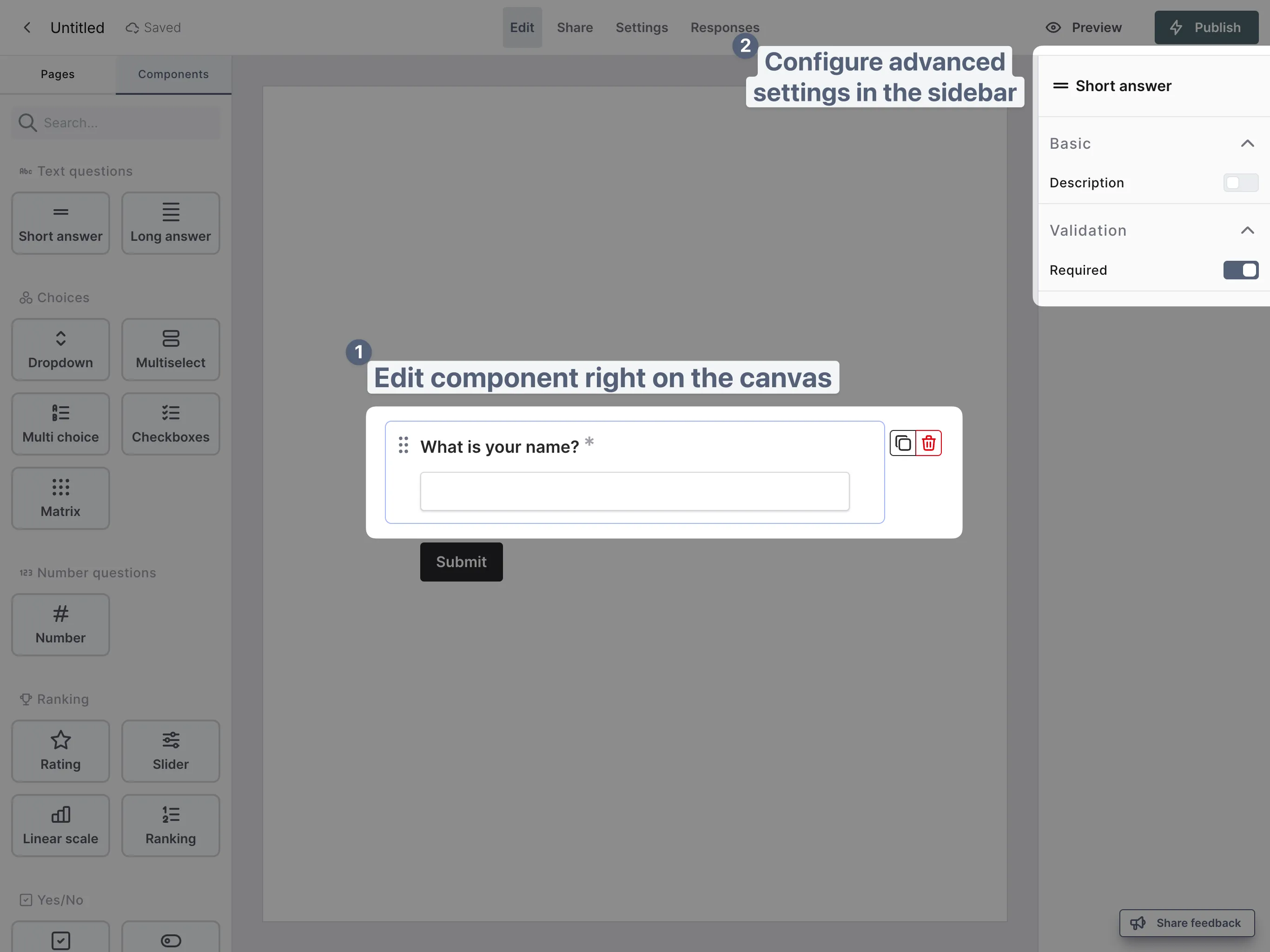 Customizing form components