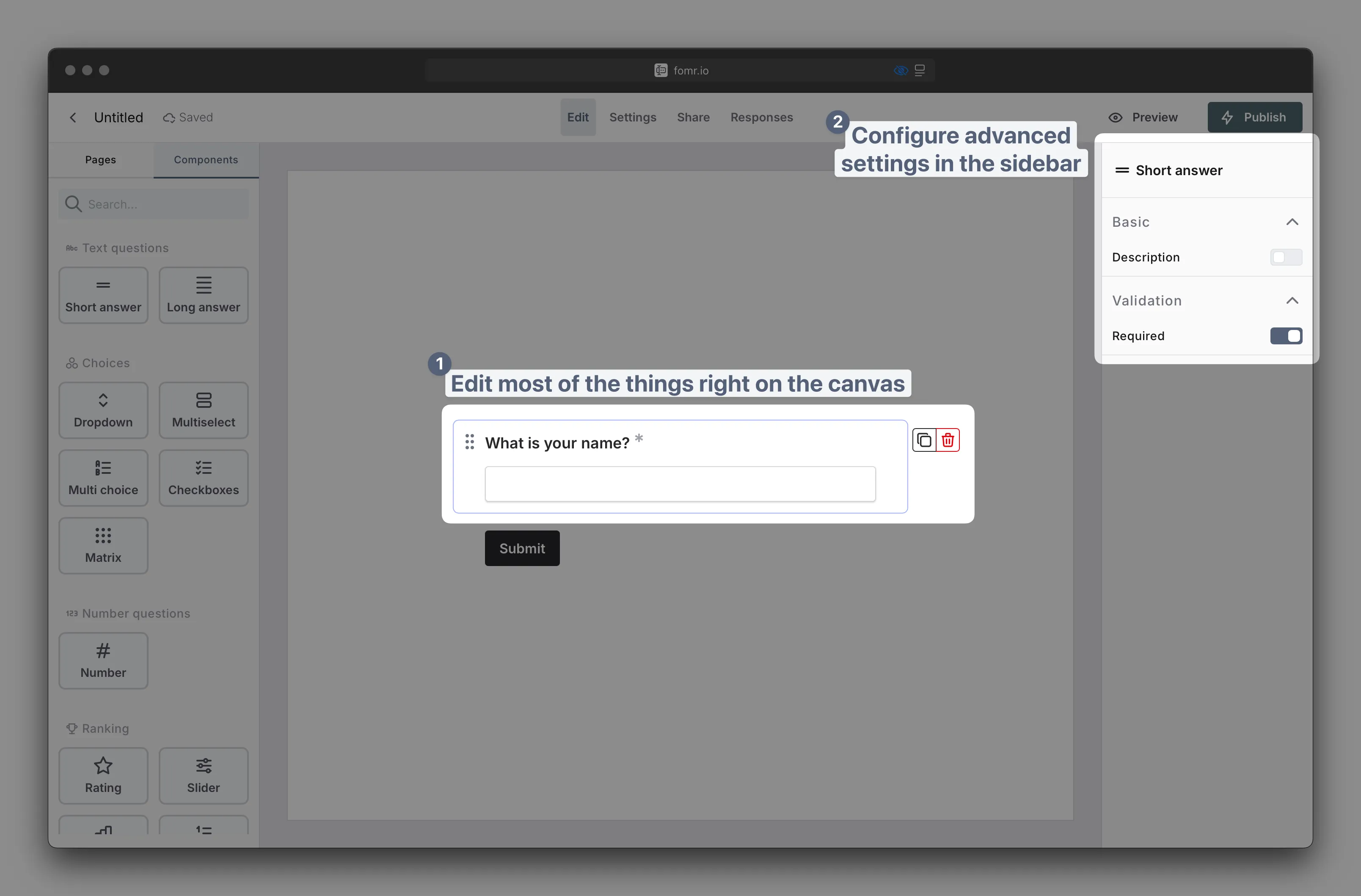 Customizing form components