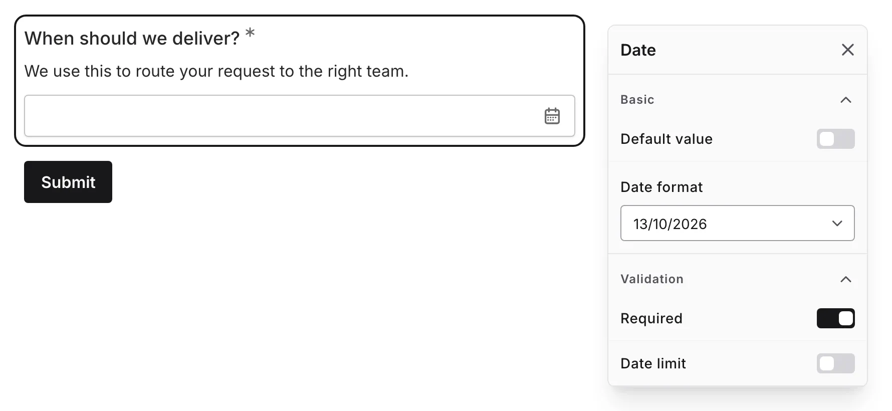 The format options