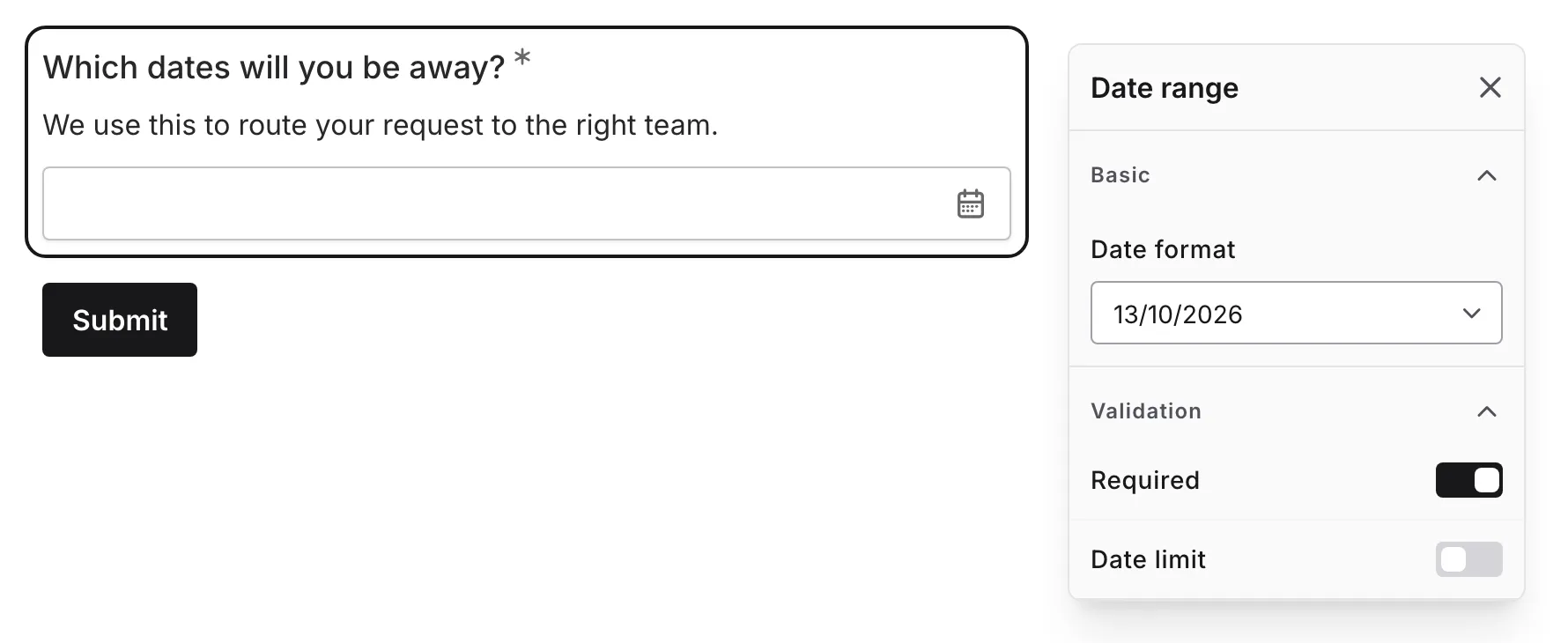 The format options