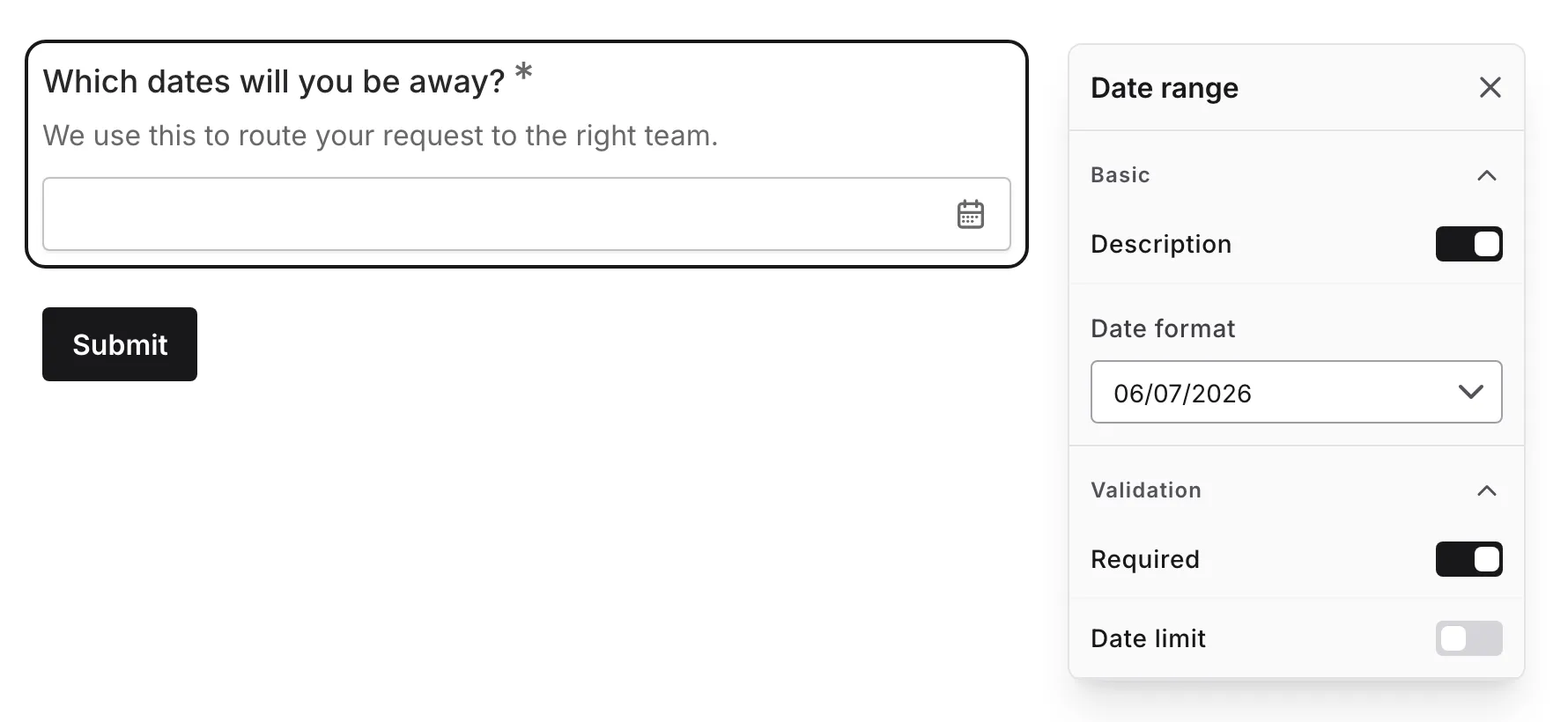 The format options