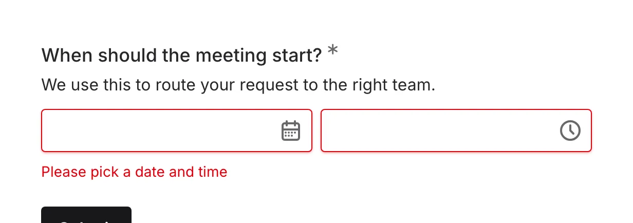 Validation error