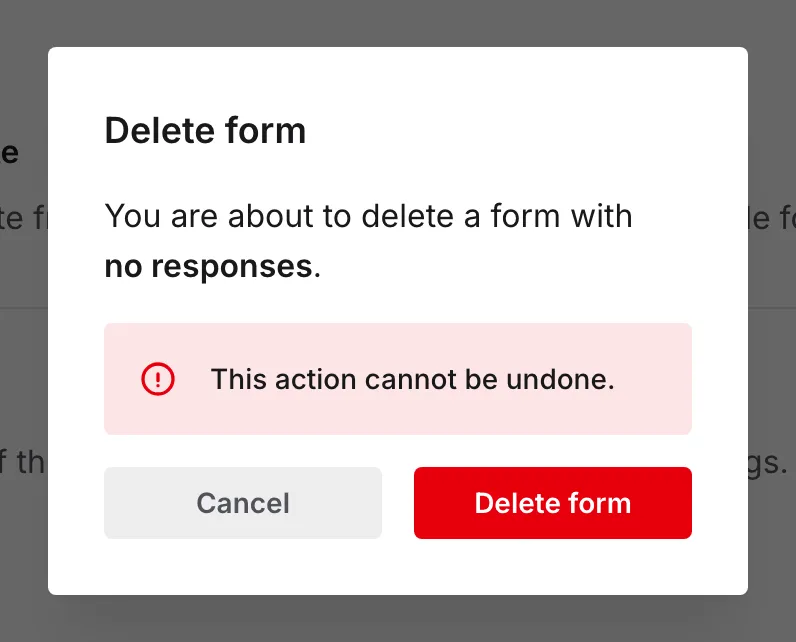 The delete confirmation dialog