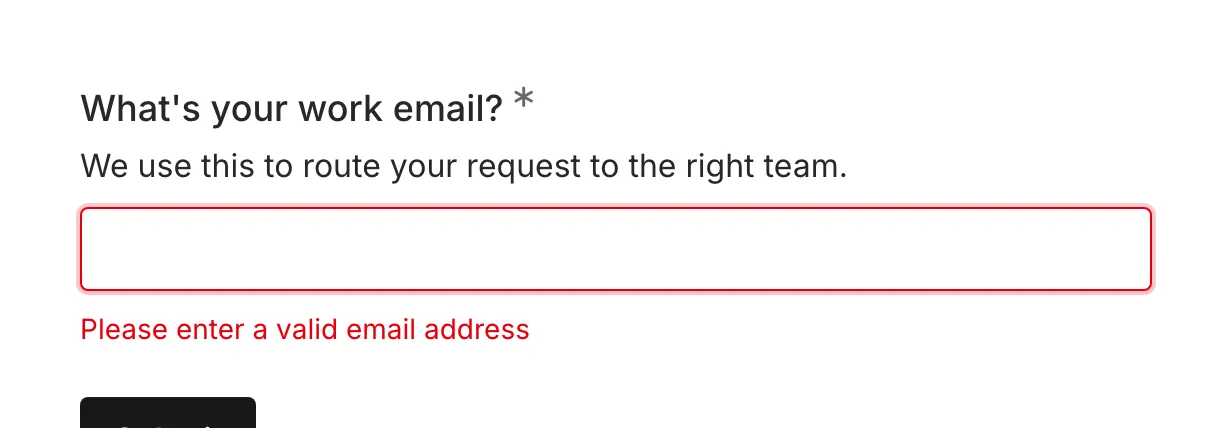 The validation error message