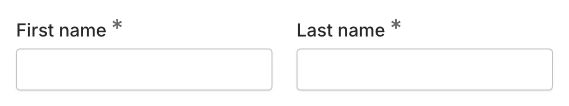 A published form showing a two-column row with First name and Last name side by side