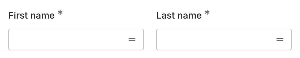 The editor canvas with a two-column row of two questions