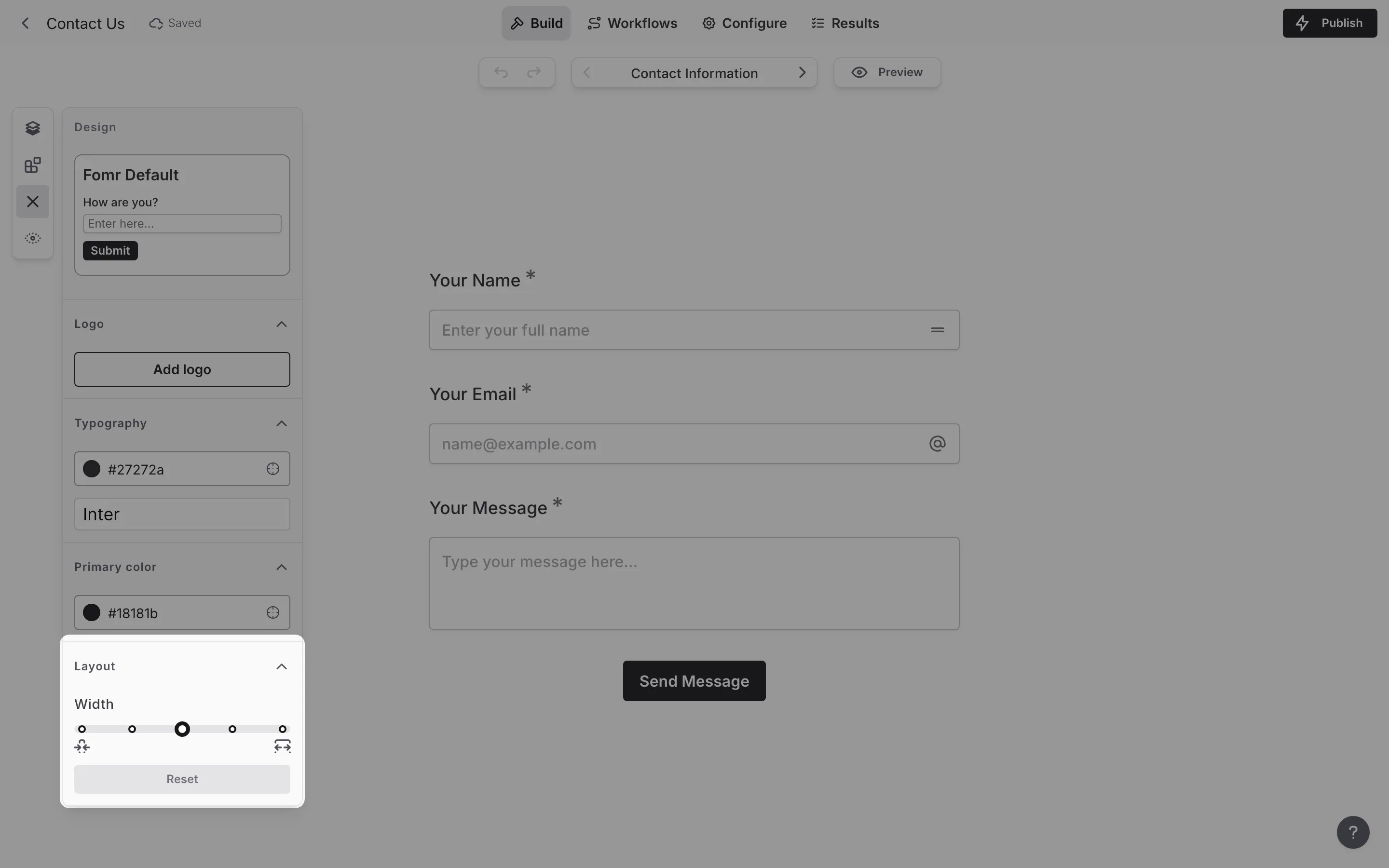 Form width and alignment options