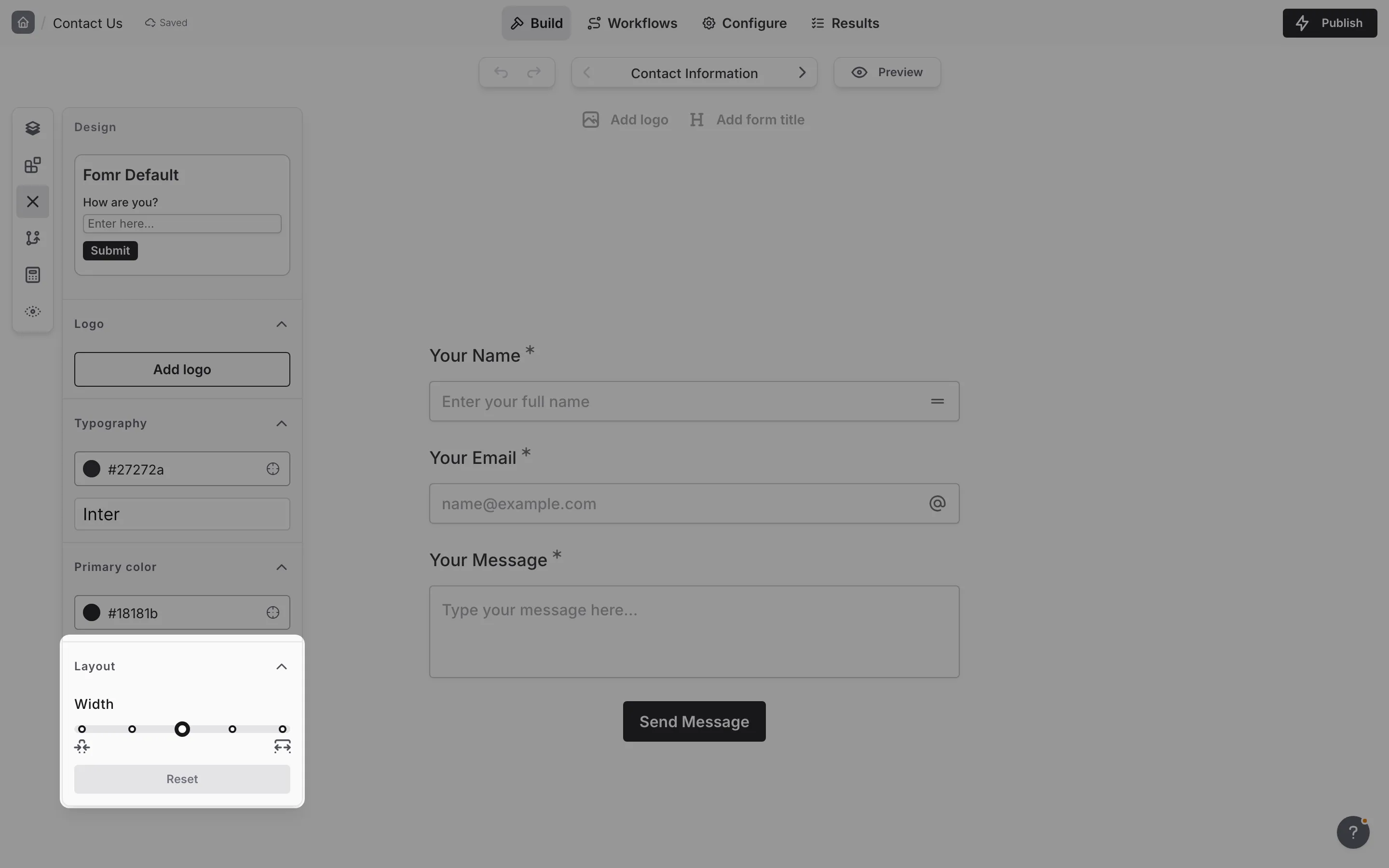 Form width and alignment options