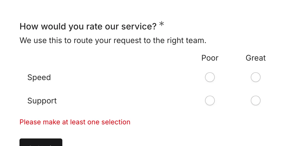 Validation error
