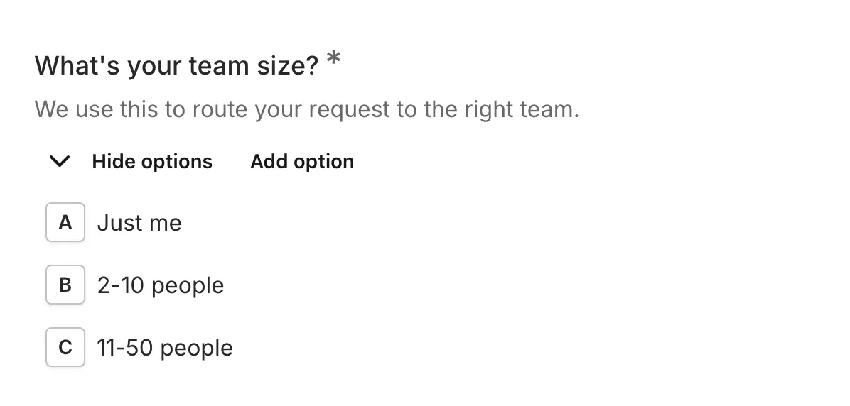 A multi choice component with options