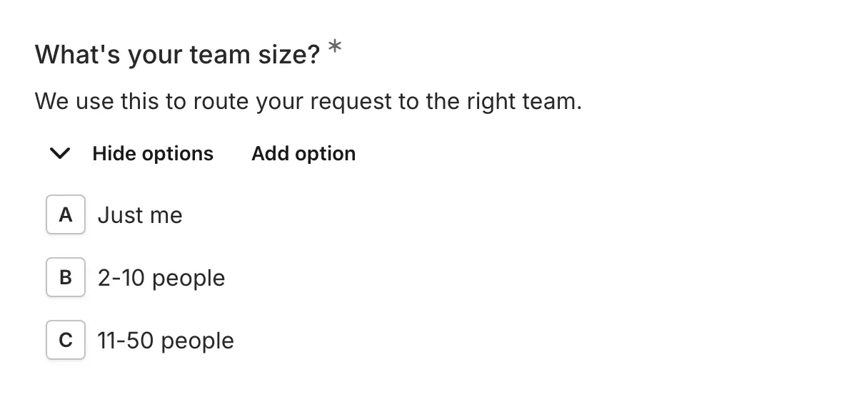 A multi choice component with options