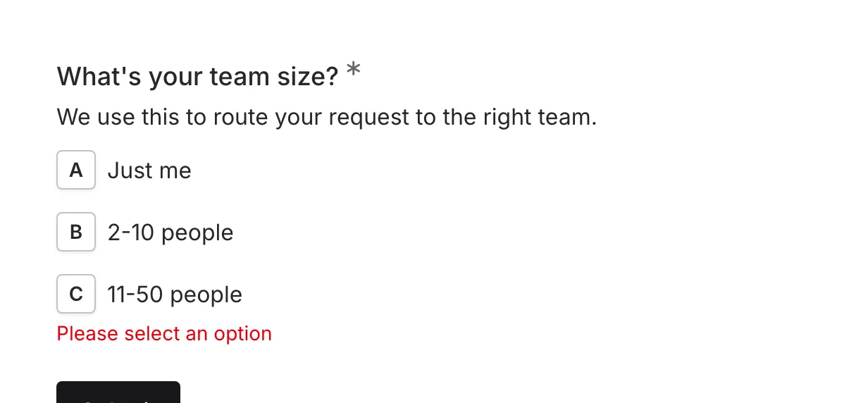 Validation error