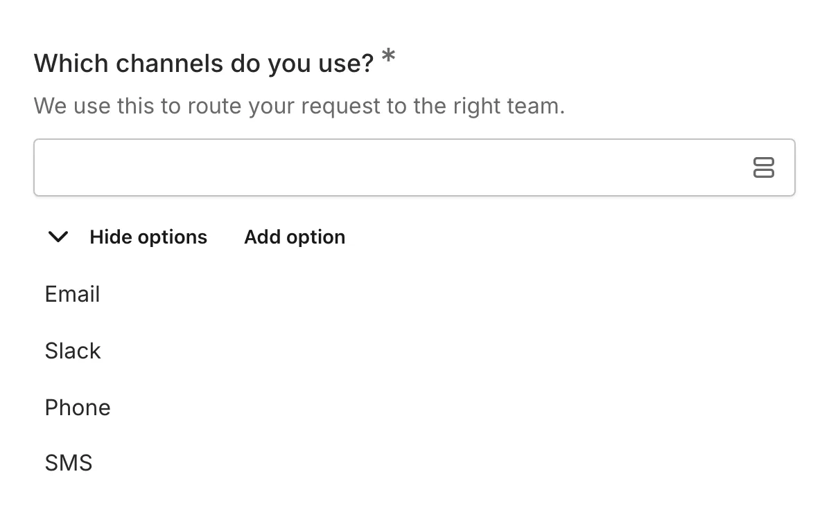 A multiselect with some options selected
