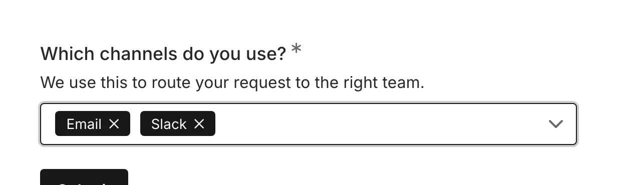 Selected options as tags