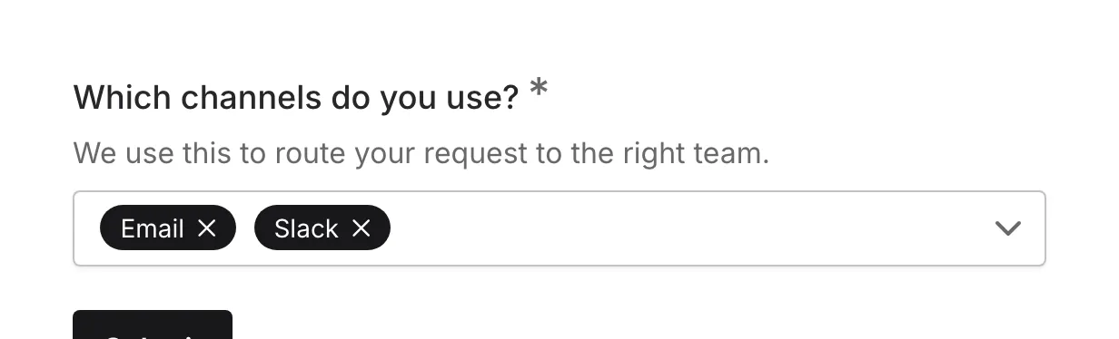 Selected options as tags