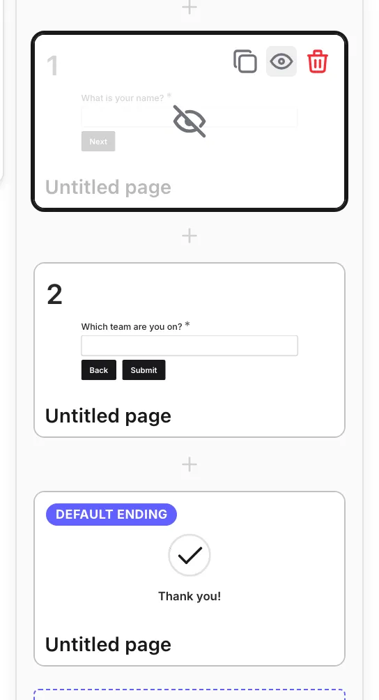 A page marked hidden and the flow skipping it
