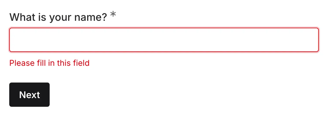 Validation error blocking navigation