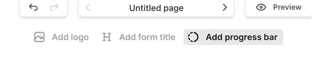 The Quick-add bar at the top of the canvas with the Add progress bar button highlighted