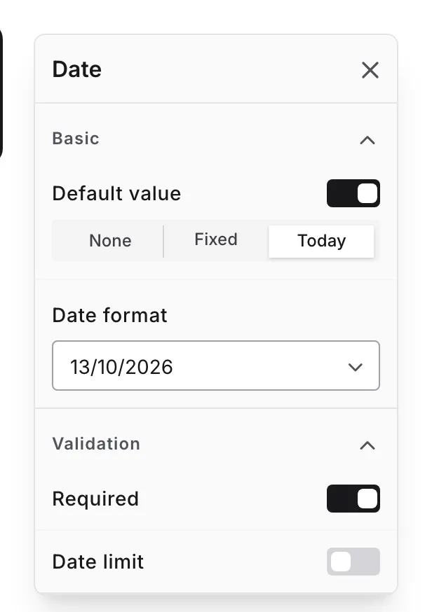 Today or Now selected in a date/time Default value setting