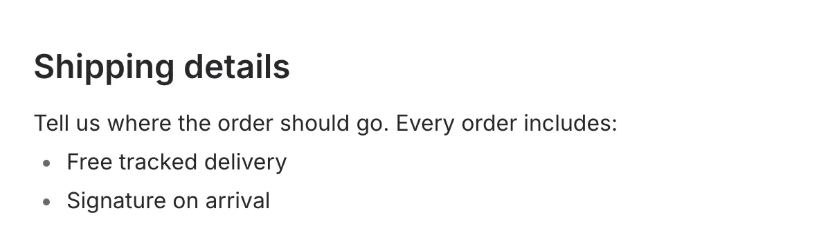A text block with a heading, a paragraph, and a bulleted list in a form