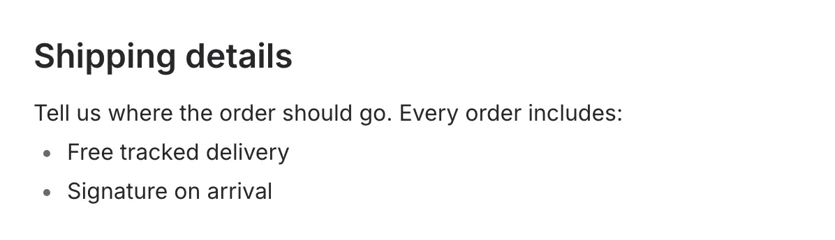 A text block with a heading, a paragraph, and a bulleted list in a form
