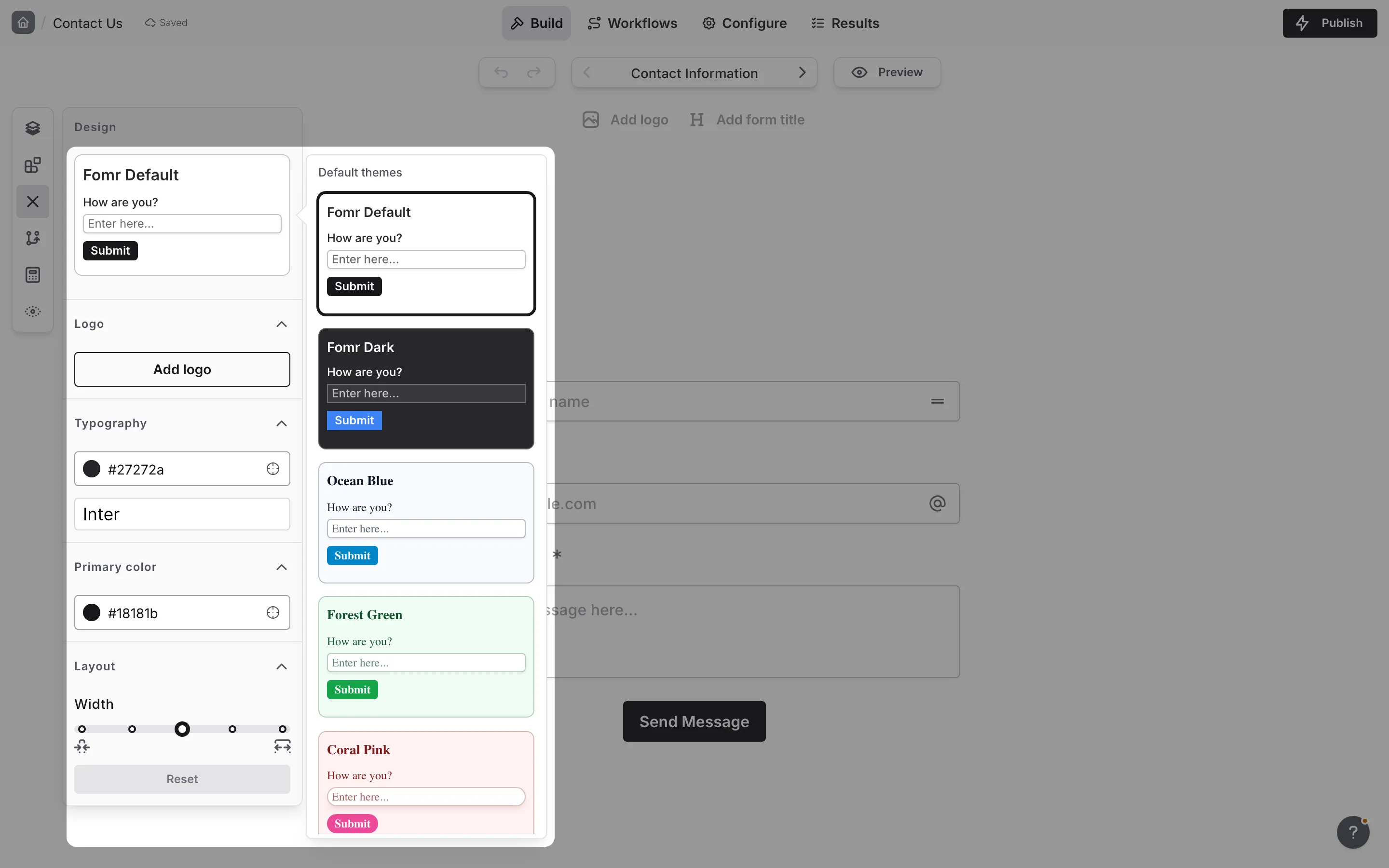 The theme picker dropdown with available themes