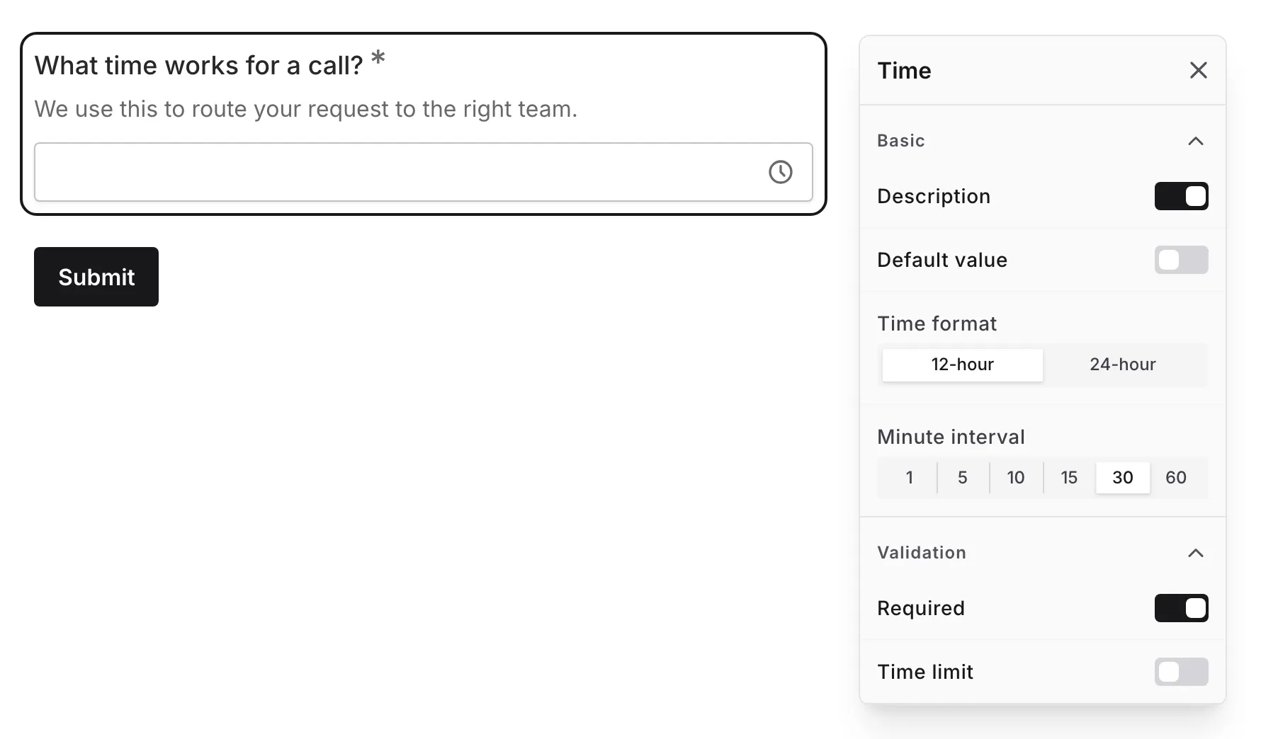 The format options