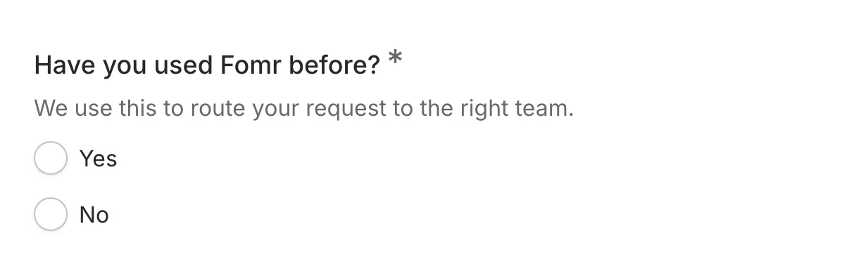 A Yes/No component with its two answer options