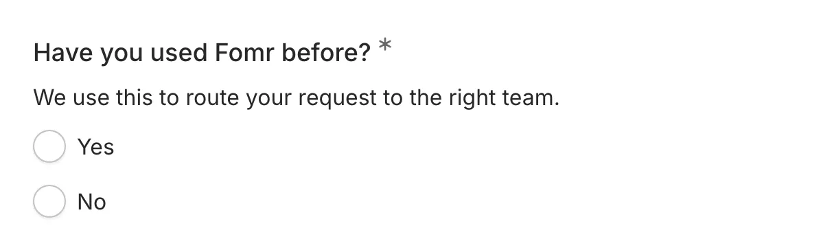 A Yes/No component with its two answer options