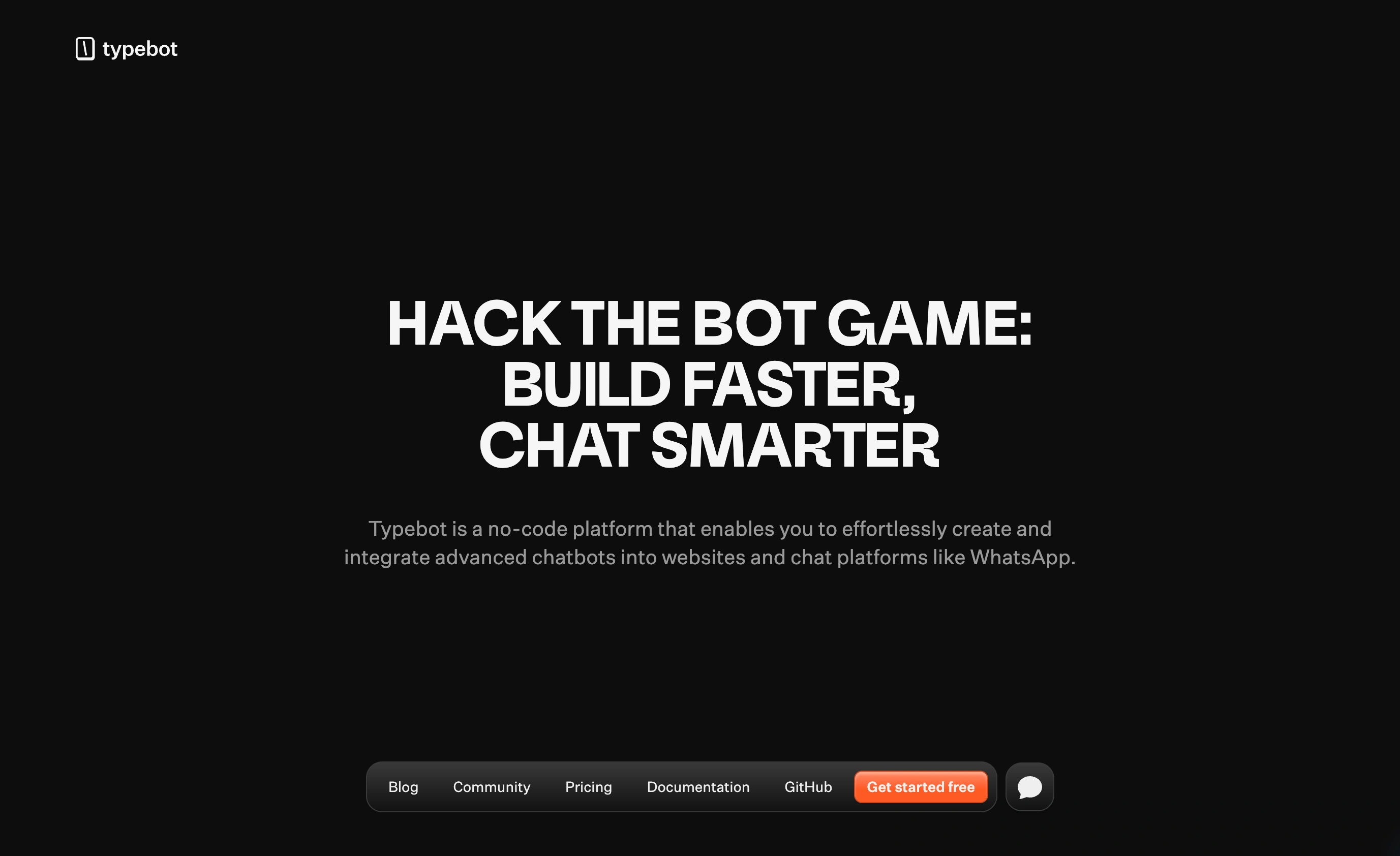 Typebot landing page captured in September 2026