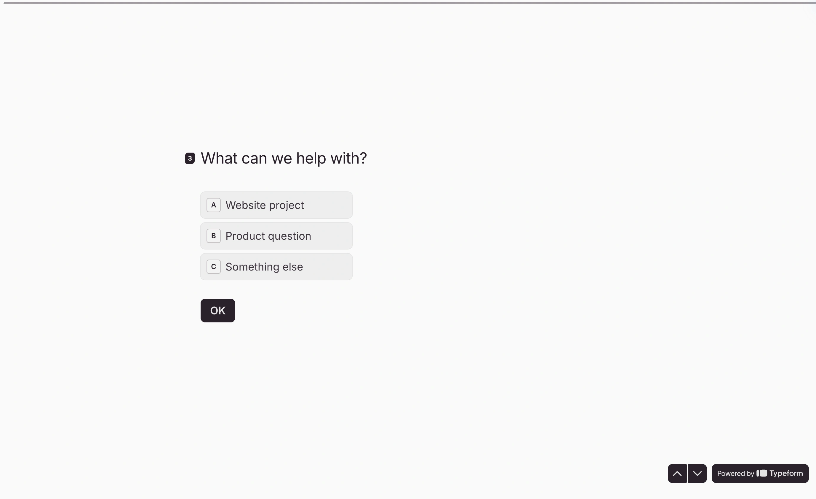 Respondent view of the sample form built with Typeform